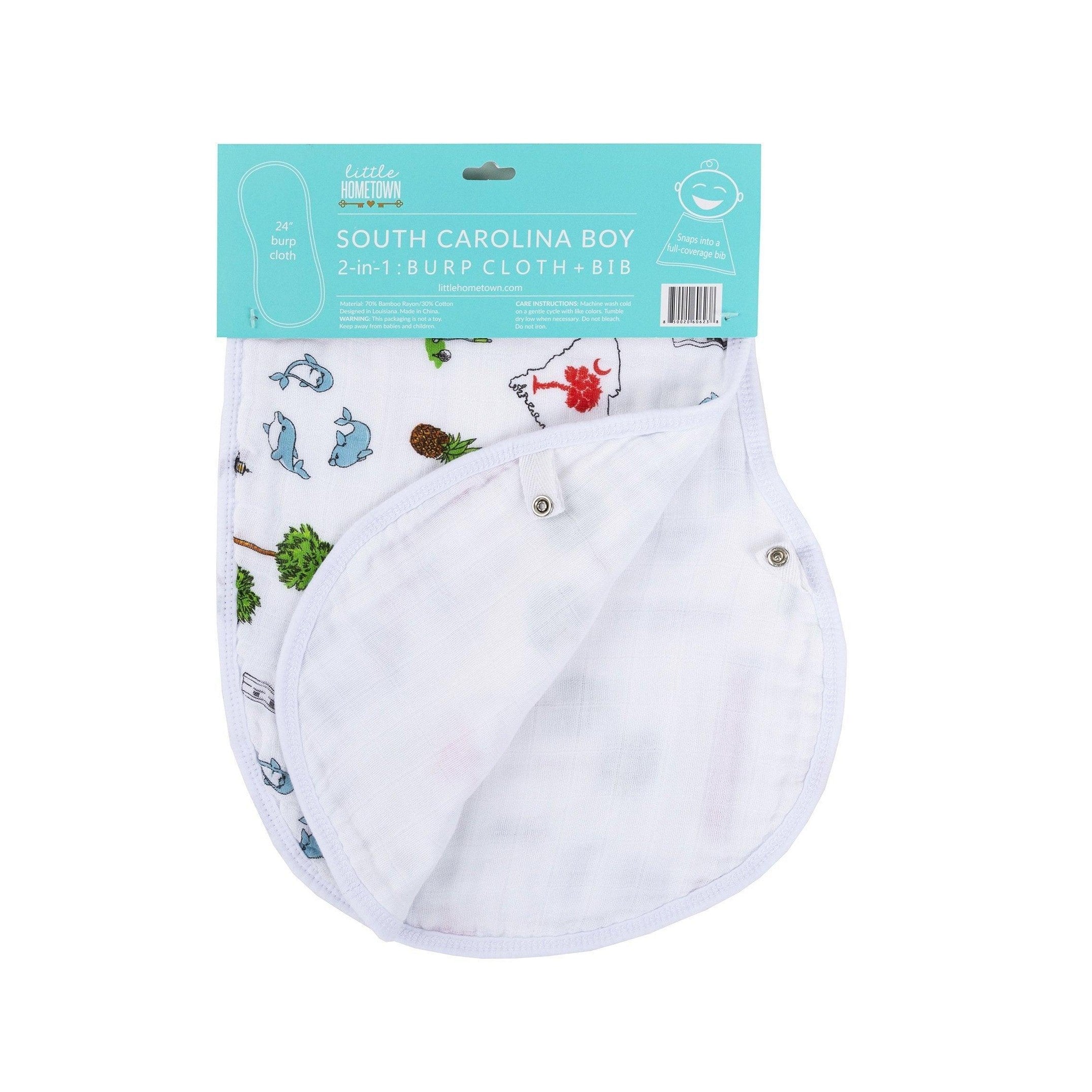 Baby Burp Cloth & Bib Combo: South Carolina Boy