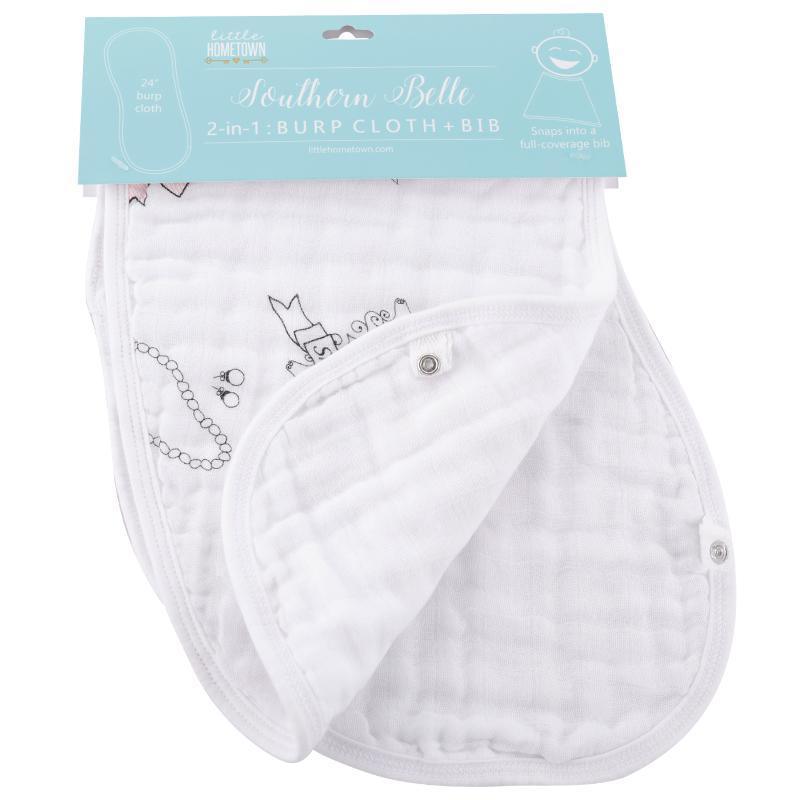 Baby Burp Cloth & Bib Combo:  Southern Belle