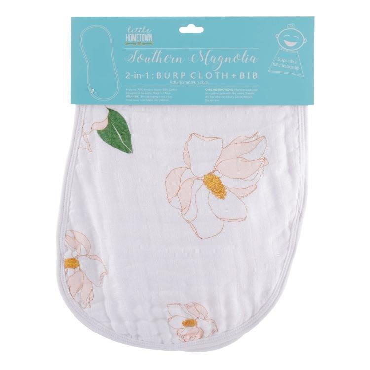 Baby Burp Cloth & Bib Combo: Southern Magnolia