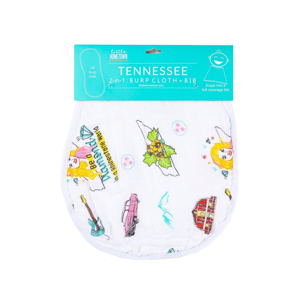 Baby Burp Cloth & Bib Combo:  Tennessee Baby (Floral)