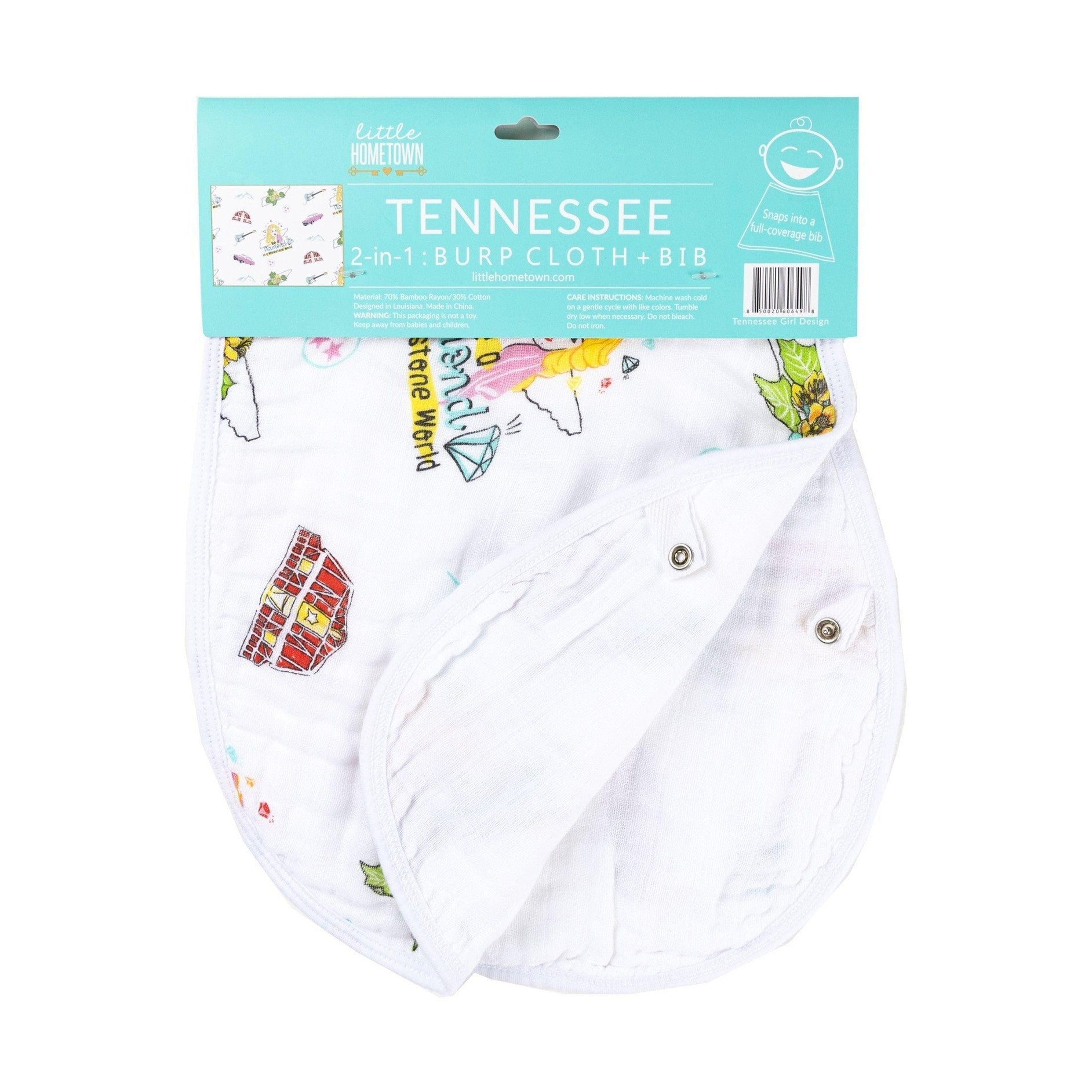 Baby Burp Cloth & Bib Combo:  Tennessee Baby (Floral)