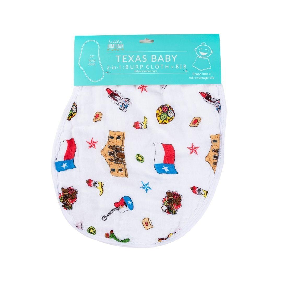 Baby Burp Cloth & Bib Combo: Texas Baby