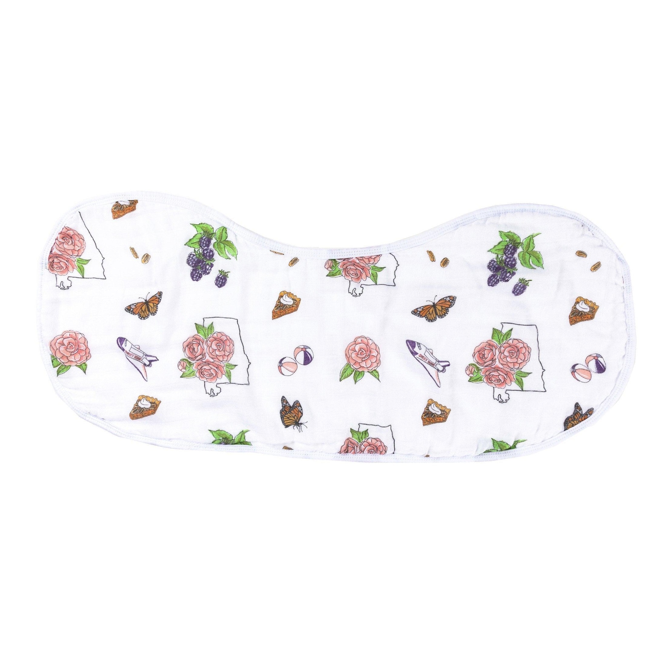 Baby Burp Cloth and Wraparound Bib (Alabama Floral)