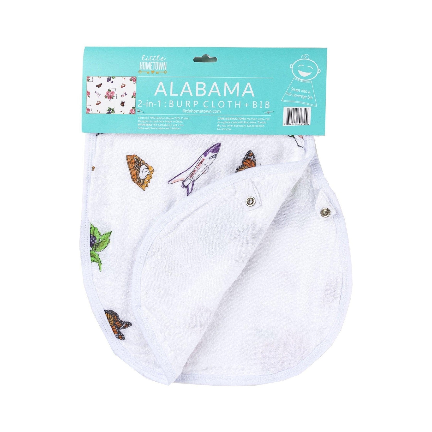 Baby Burp Cloth and Wraparound Bib (Alabama Floral)