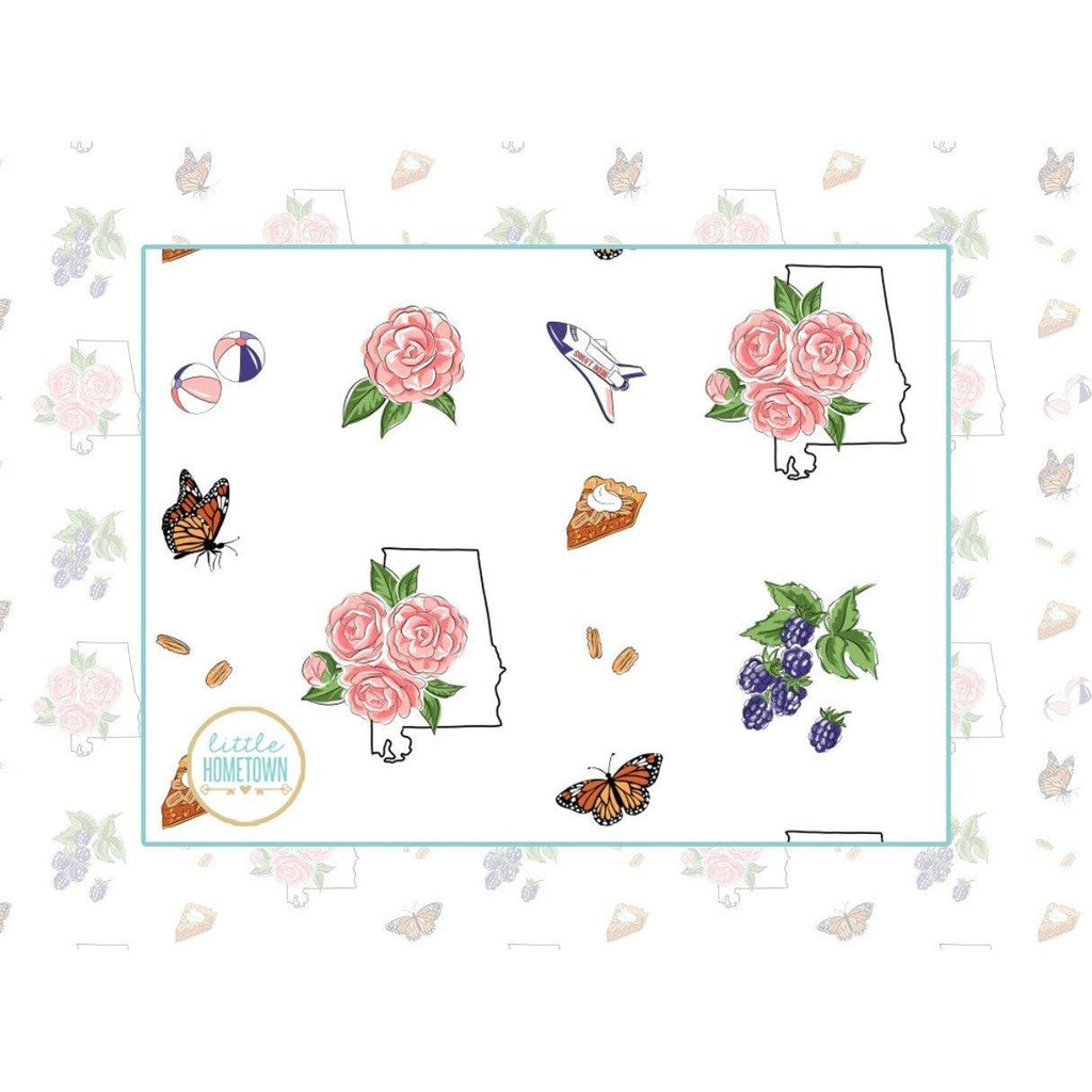 Baby Burp Cloth and Wraparound Bib (Alabama Floral)