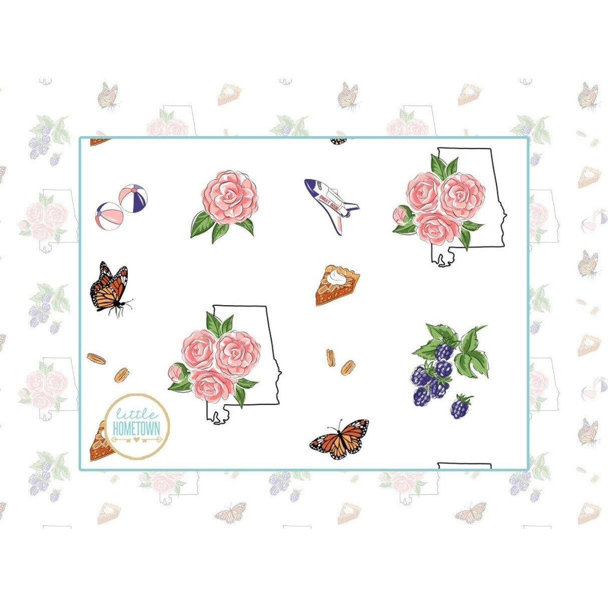 Baby Burp Cloth and Wraparound Bib (Alabama Floral)