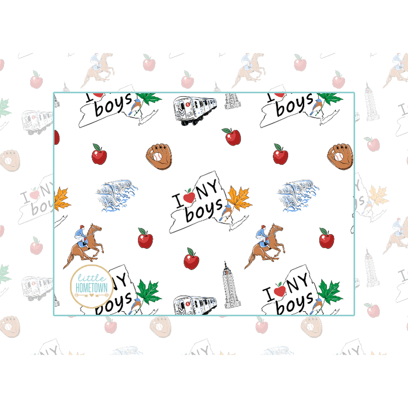 Baby Burp Cloth and Wraparound Bib:  New York Boy