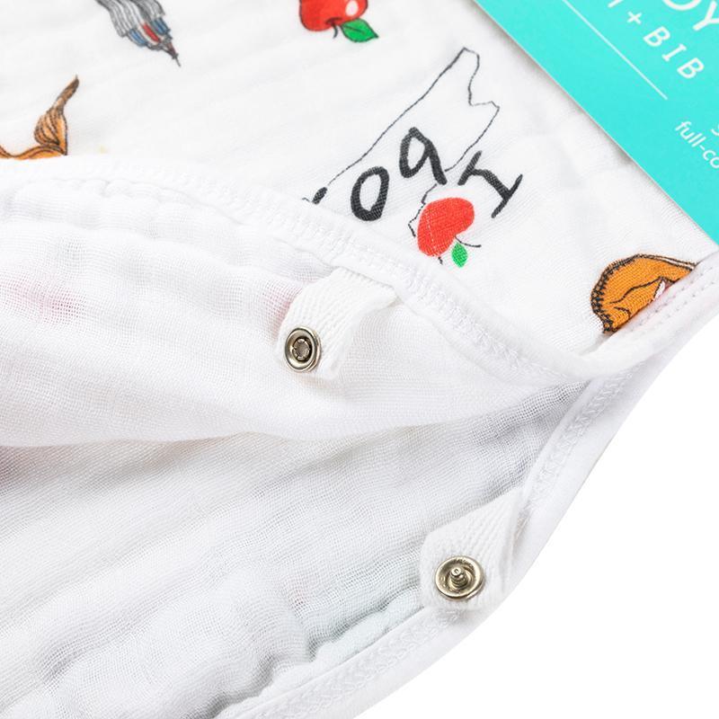 Baby Burp Cloth and Wraparound Bib:  New York Boy