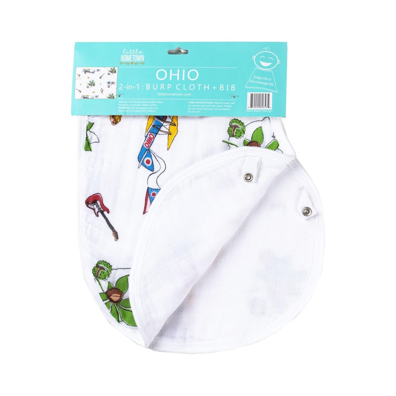 Baby Burp Cloth and Wraparound Bib Ohio Baby