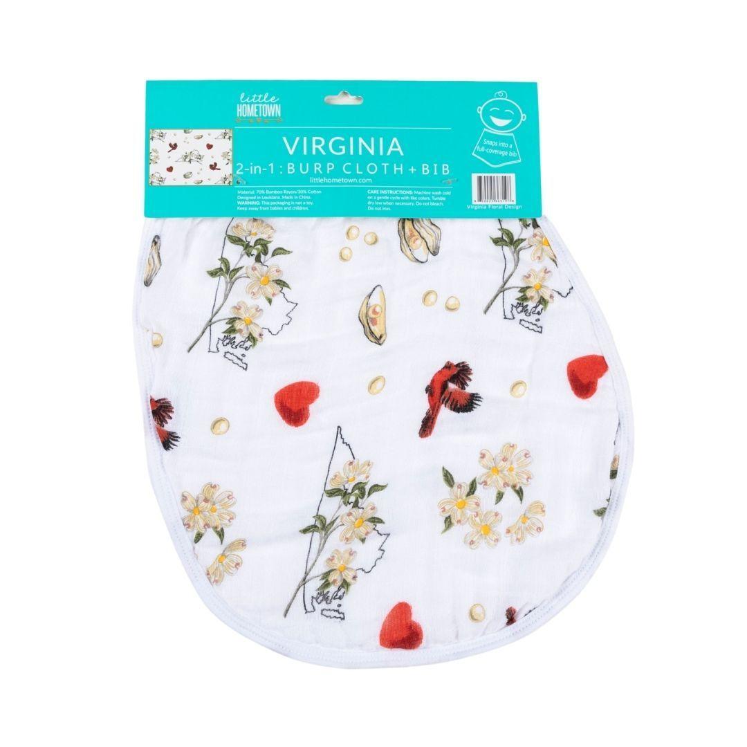 Baby Burp Cloth and Wraparound Bib (Virginia Floral)