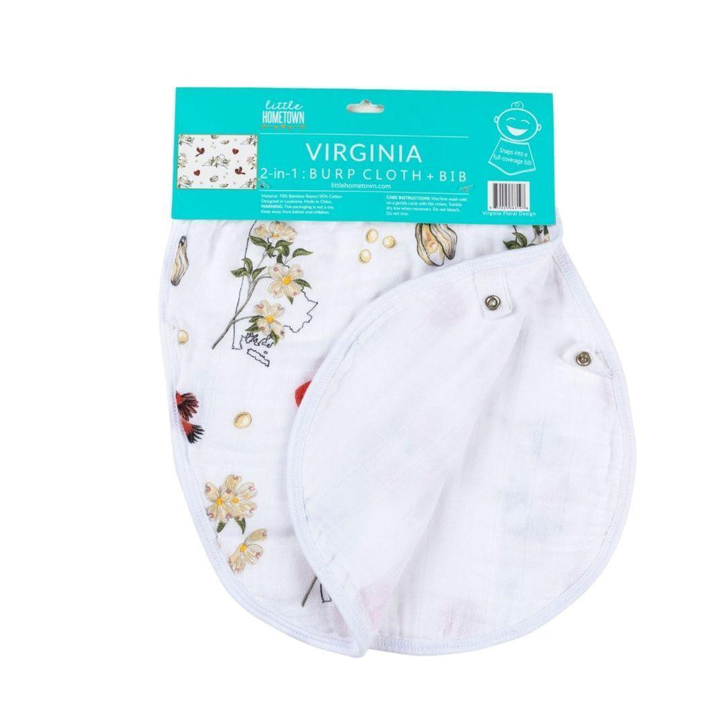 Baby Burp Cloth and Wraparound Bib (Virginia Floral)