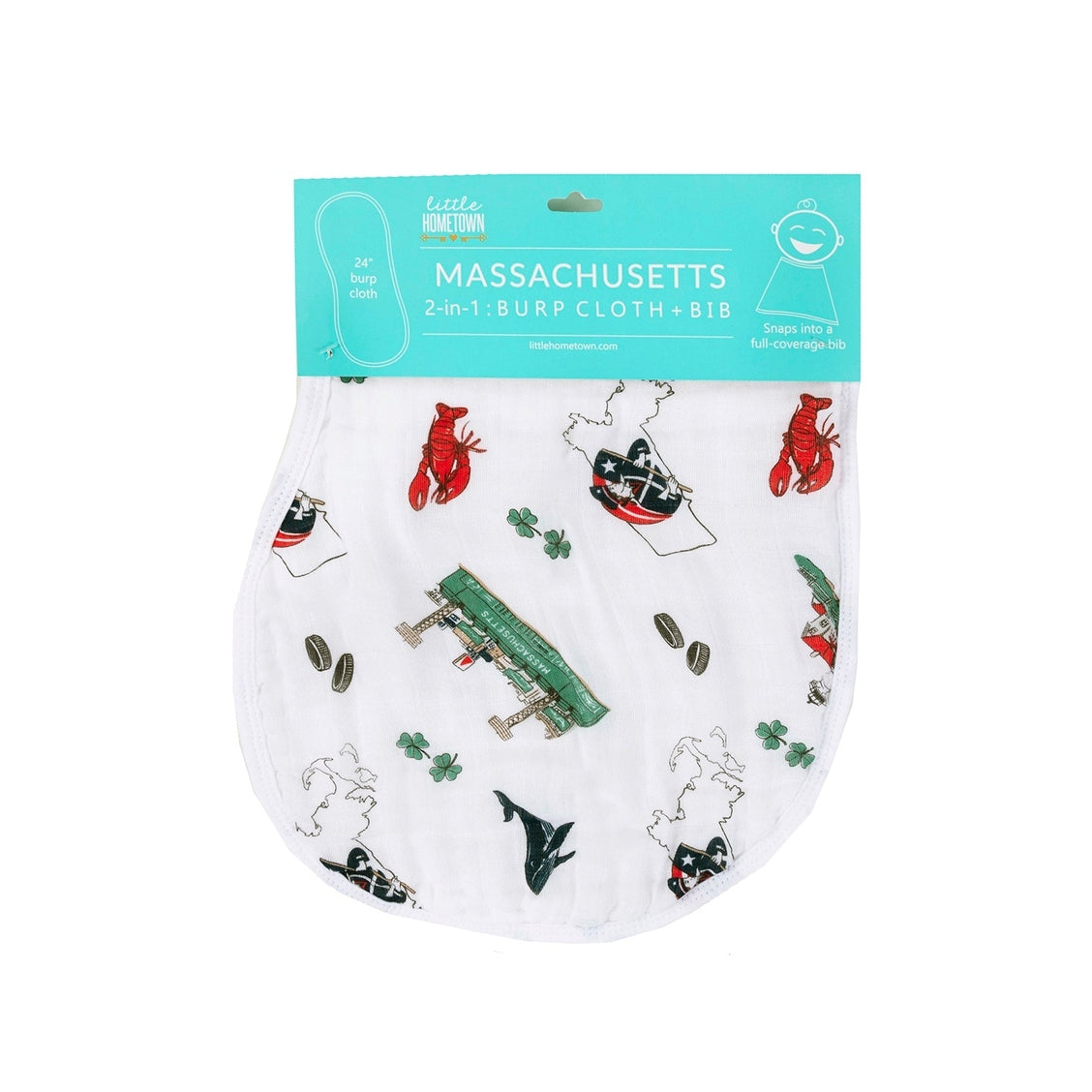 Baby Burp Cloth & Bib Combo: Massachusetts Baby