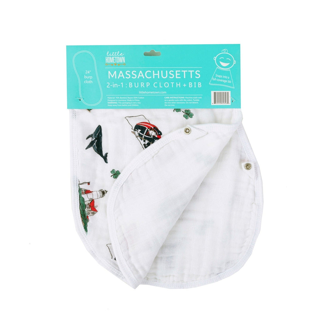 Baby Burp Cloth & Bib Combo: Massachusetts Baby