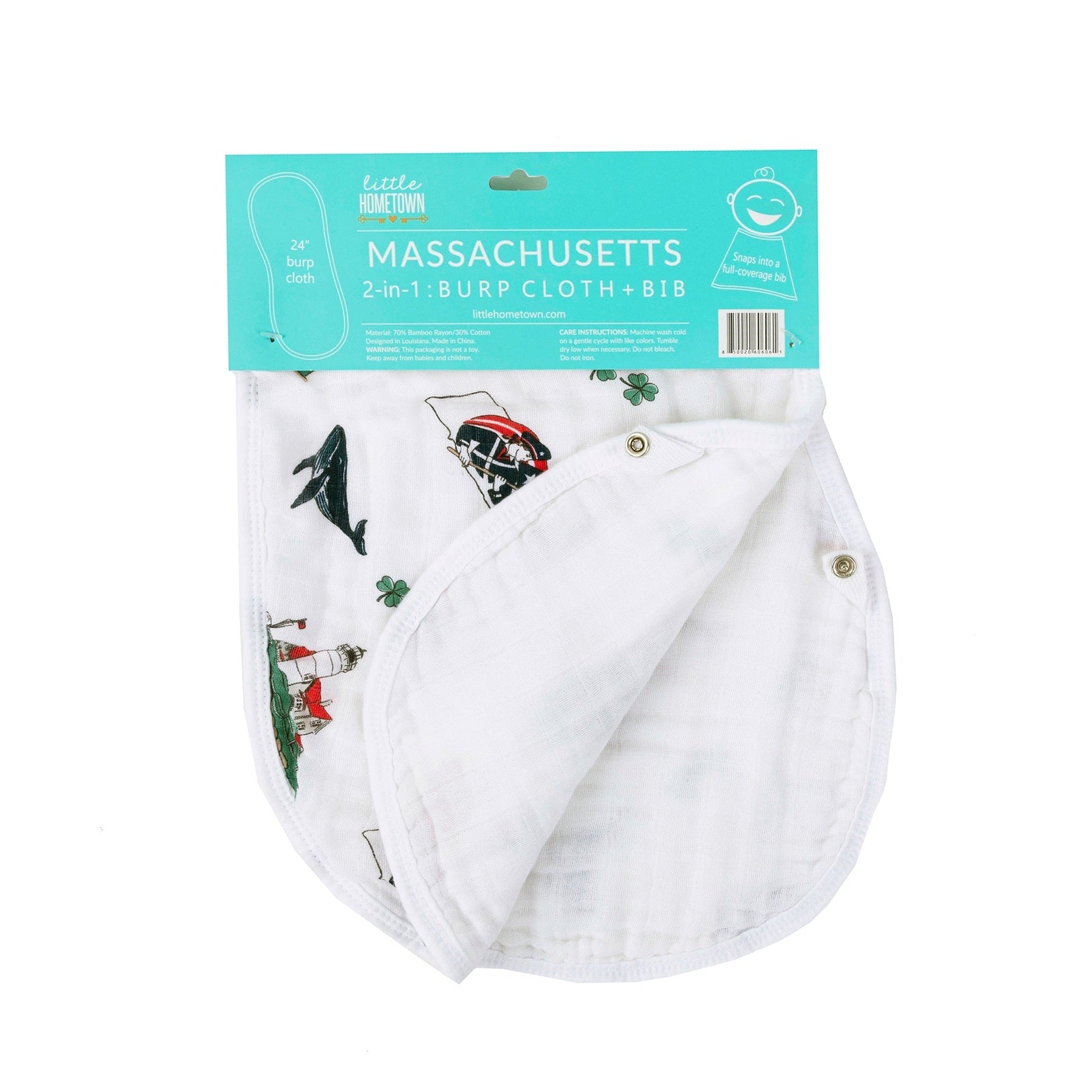 Baby Burp Cloth & Bib Combo: Massachusetts Baby
