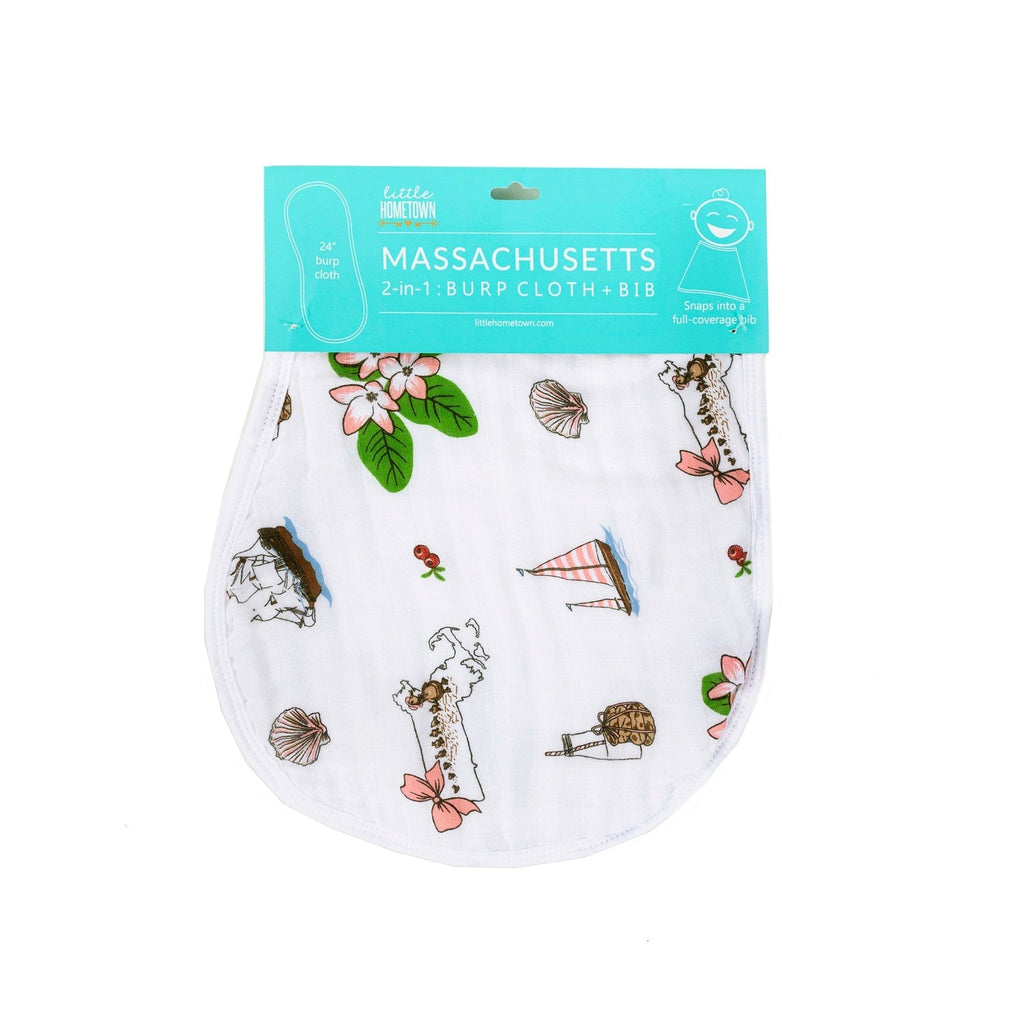 Baby Burp Cloth & Bib Combo: Massachusetts (Floral)