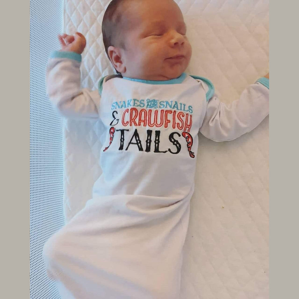 Baby Gown (0-3 Months): Snakes and Snails and Crawfish Tails