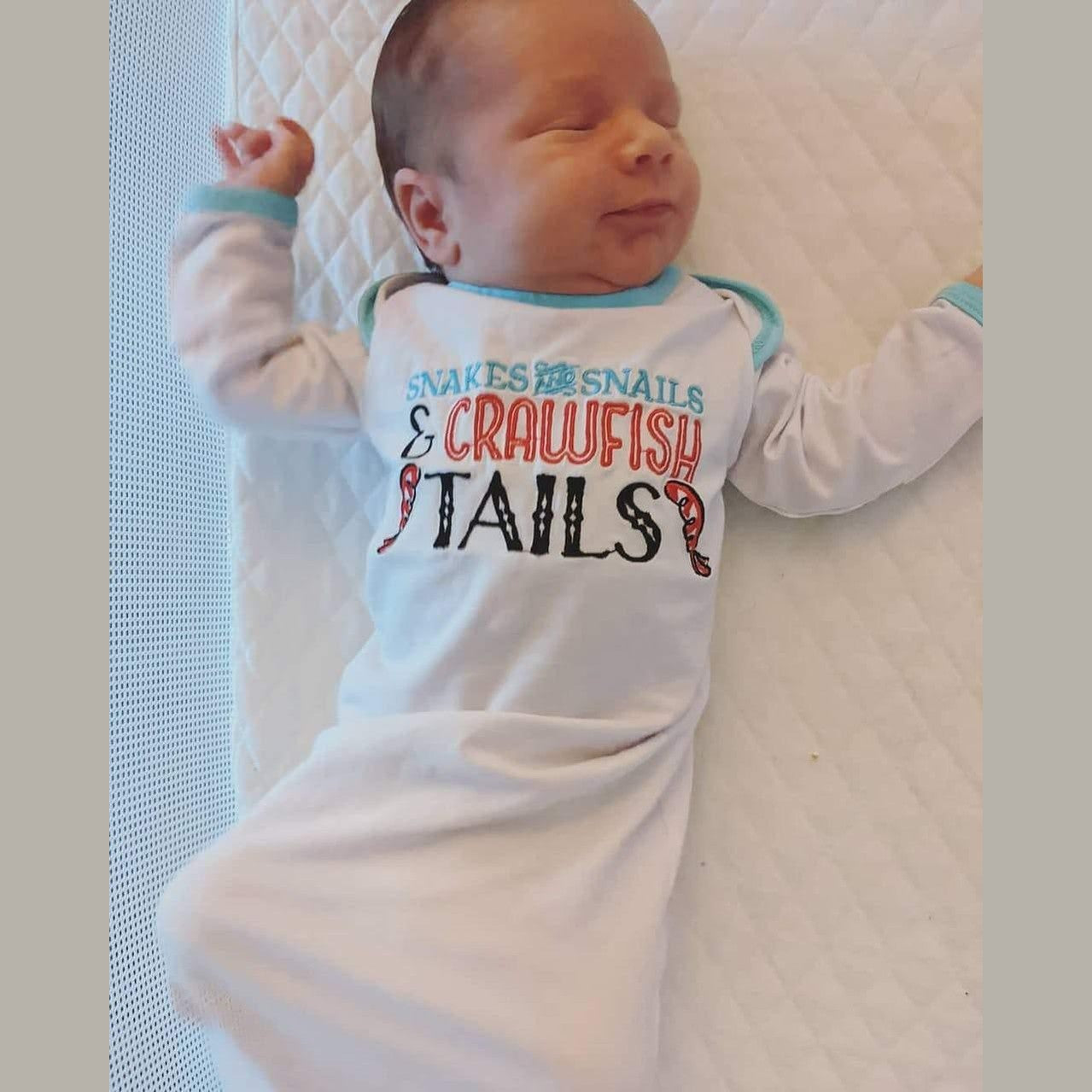 Baby Gown (0-3 Months): Snakes and Snails and Crawfish Tails