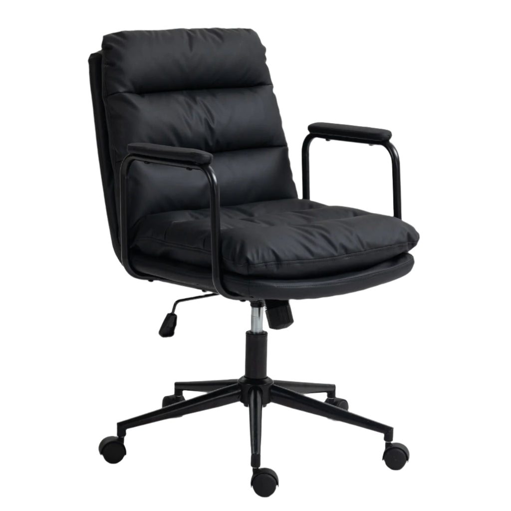 Mid Back Ergonomic PU Leather Rolling Swivel Chair