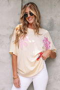 Hannah Flower Patched Loose Top - Threaded Pear