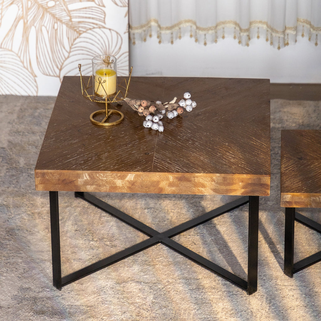 Modern Retro Splicing Square Coffee Table Set of 2