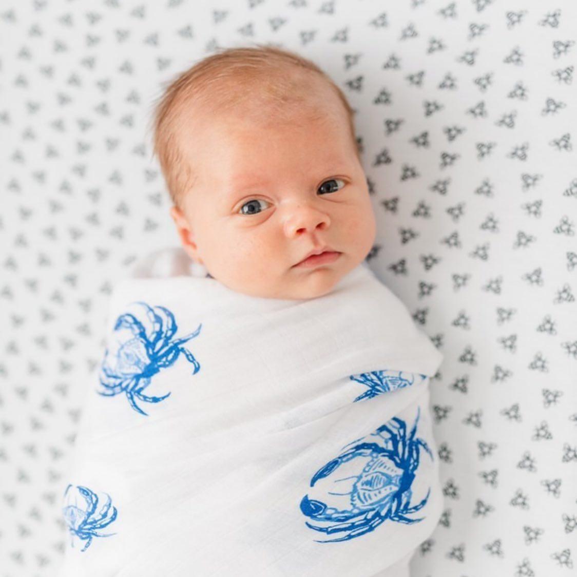 Blue Crab Baby Muslin Swaddle Blanket