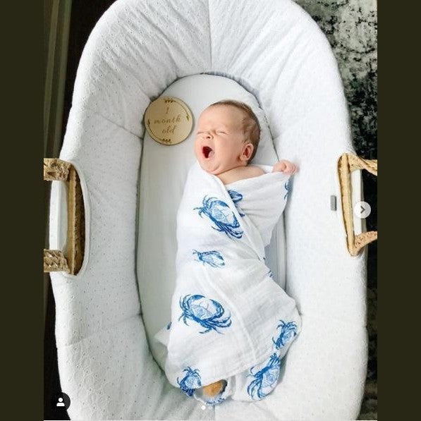Blue Crab Baby Muslin Swaddle Blanket