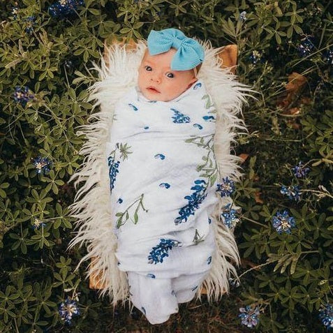 Bluebonnets Baby Muslin Swaddle Blanket