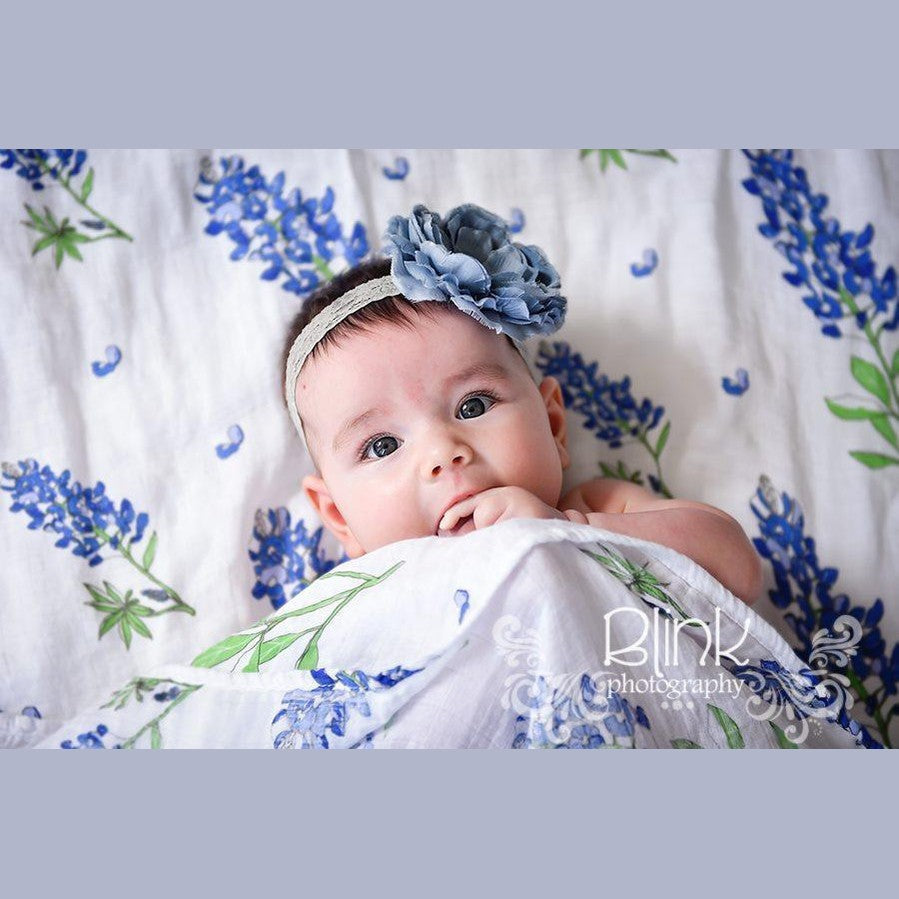 Bluebonnets Baby Muslin Swaddle Blanket