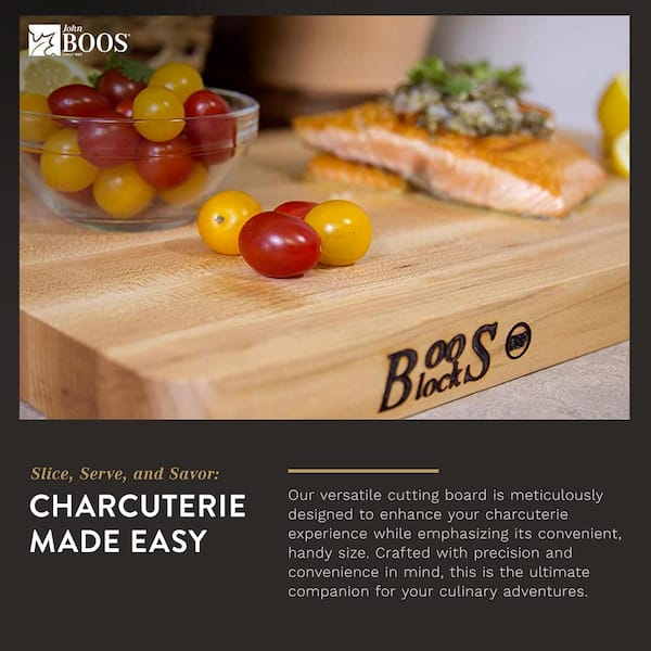 John Boss Wood 16 in. x 10 in. Rectangular Maple Chop N Slice Reversible Cutting Board