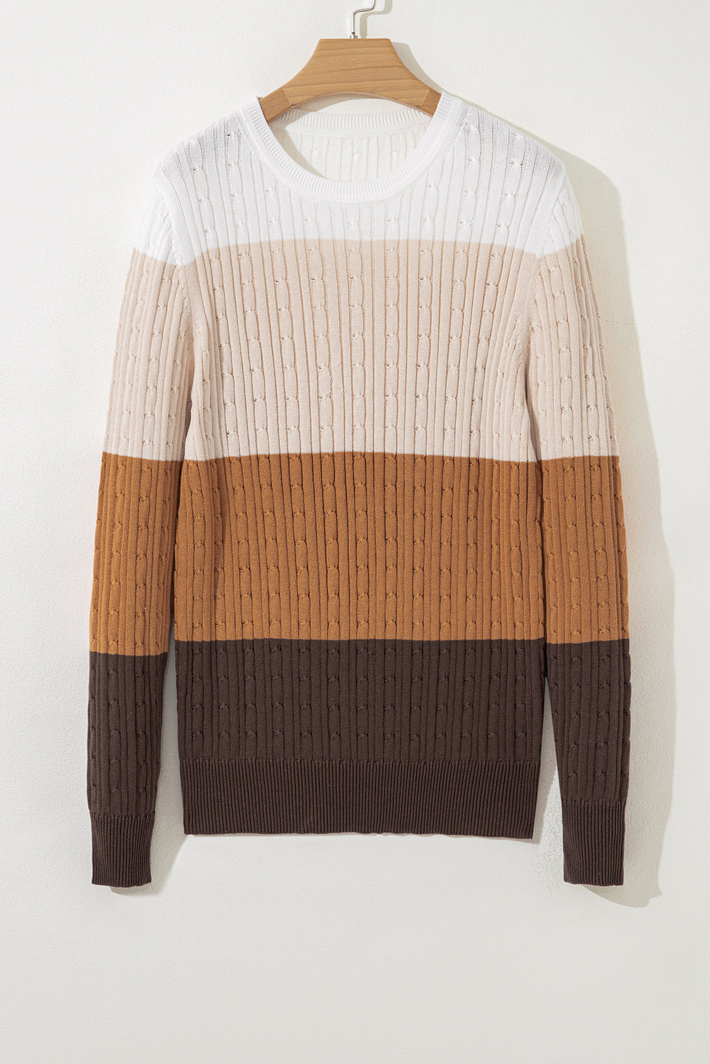 Madison Colorblock Cable Knit Sweater - Threaded Pear