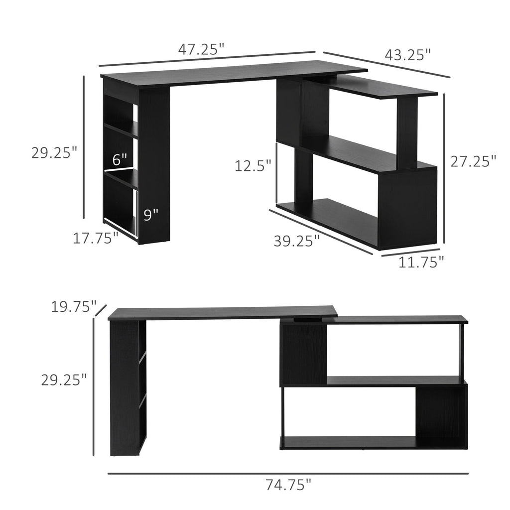 L Shaped 360 Degree Rotating Corner Desk
