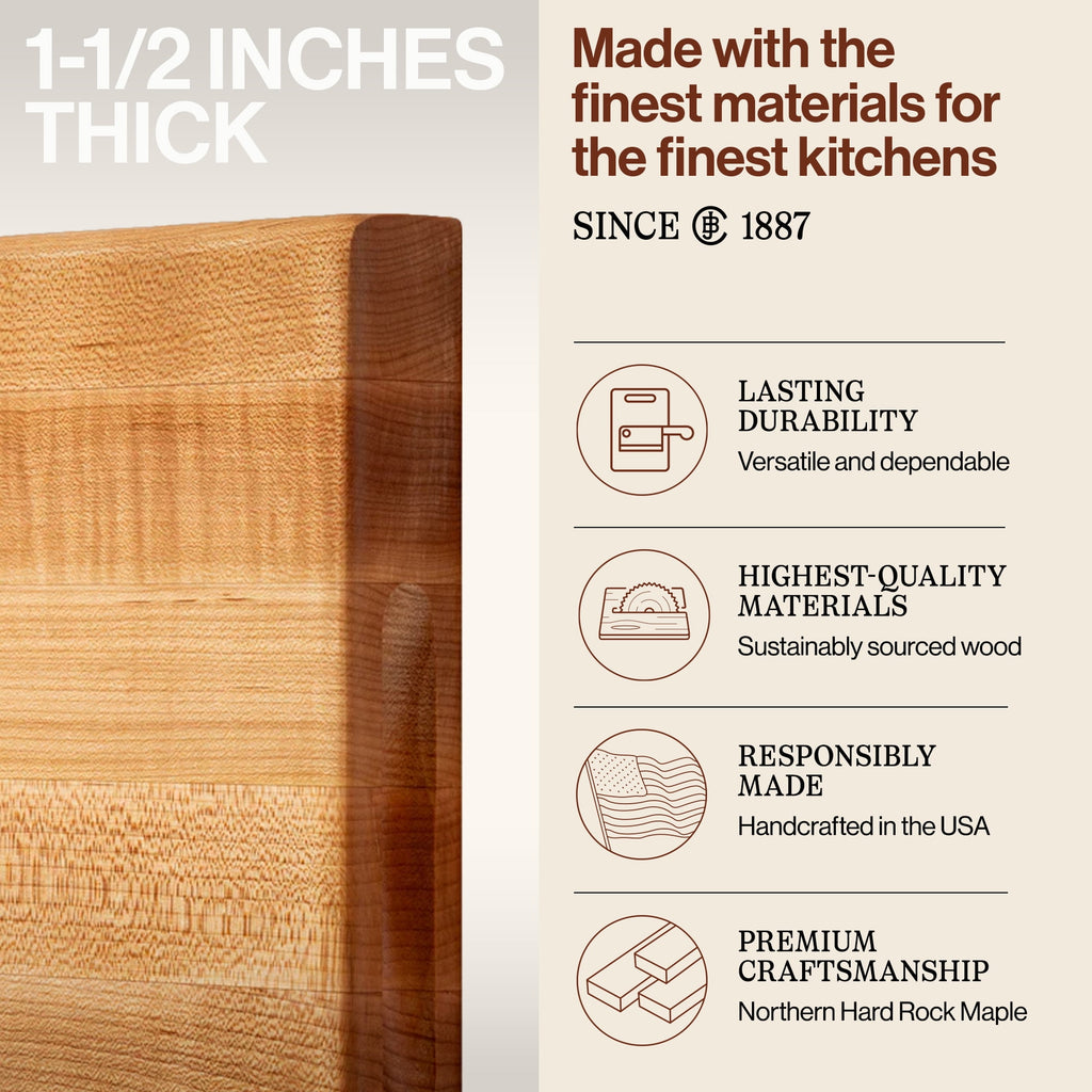 John Boos R-Board Reversible Wood Cutting Board, 18" x 12" x 1 1/2", Maple