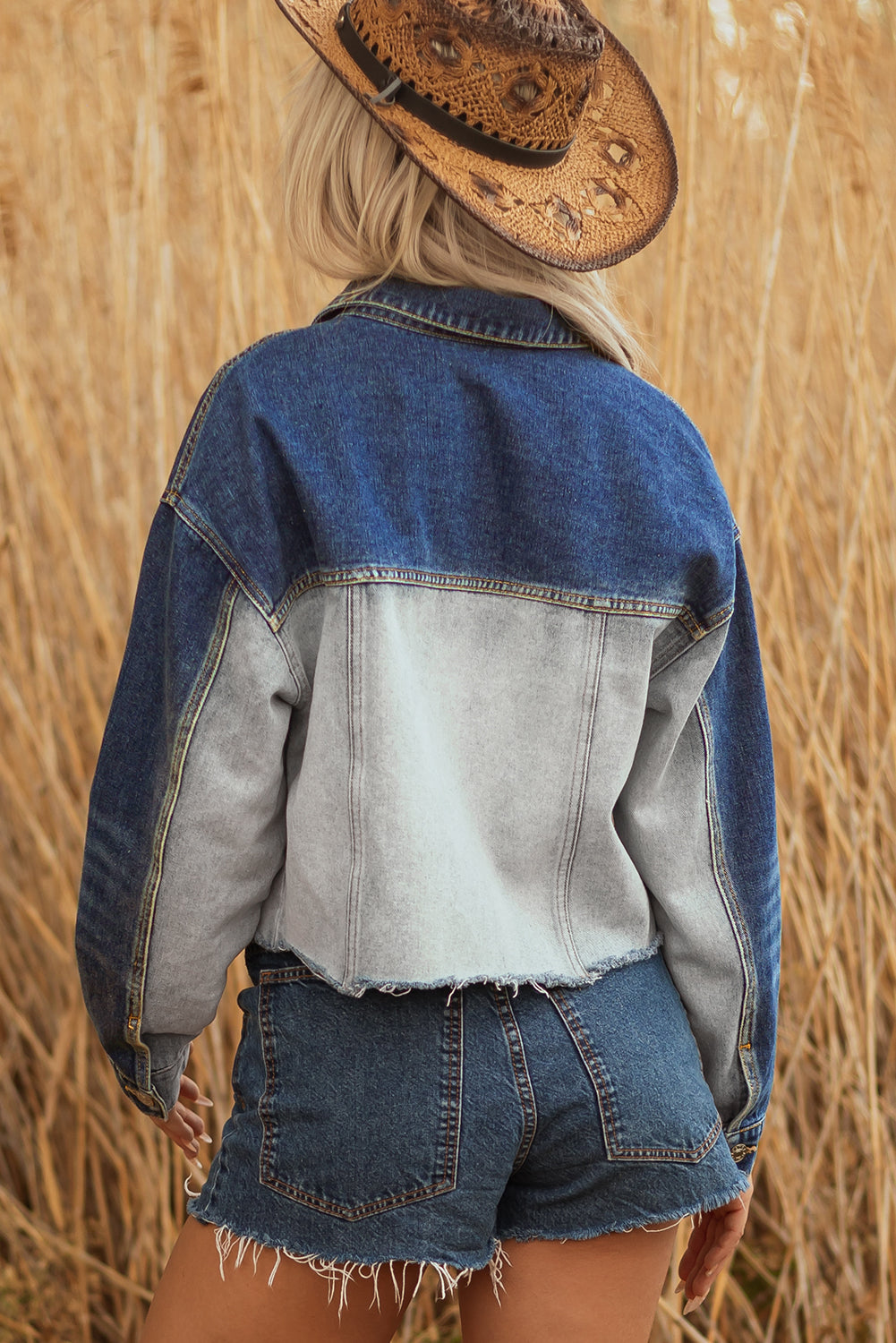 Kikki Detail Distress Denim Jacket - Threaded Pear