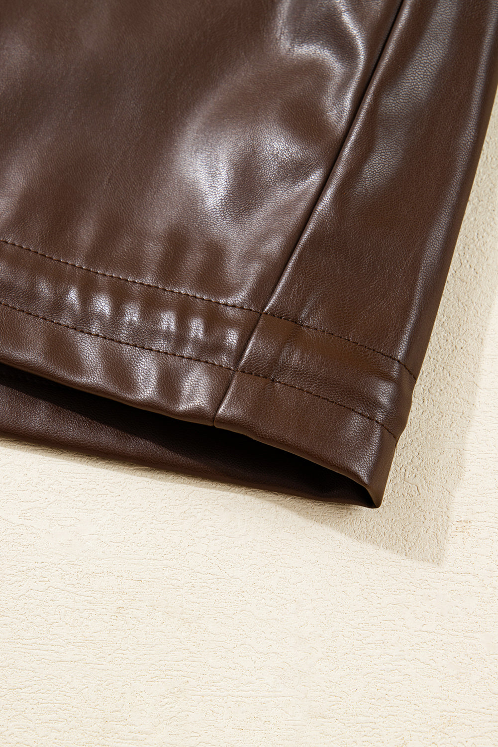 Mila Drawstring Hem Leather Jacket - Threaded Pear