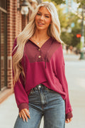River Waffle Hooded Long Sleeve Top - Threaded Pear