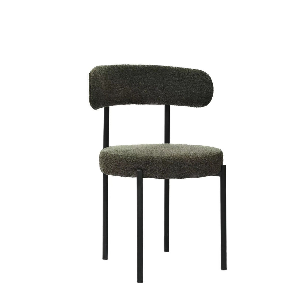 Set of 2 Mid-Century Modern Boucle Dining Chairs