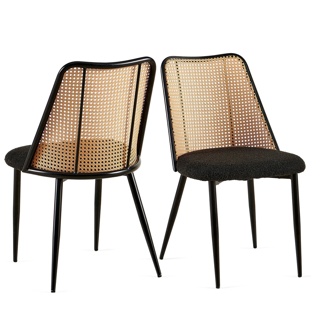 Set of Black Rattan Dining Chairs