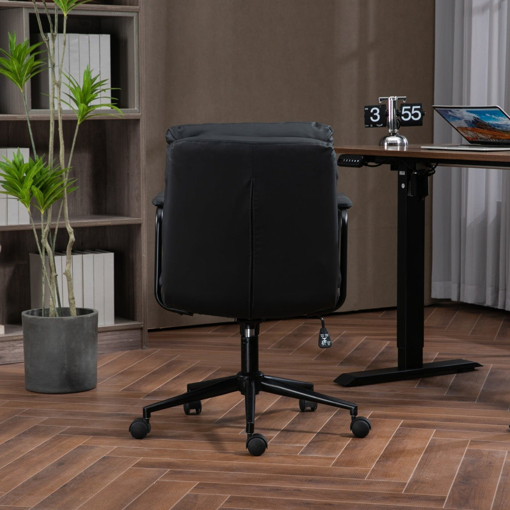 Mid Back Ergonomic PU Leather Rolling Swivel Chair