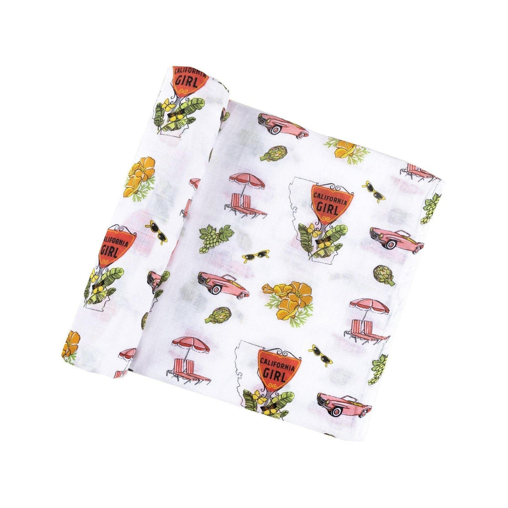 California Baby Girl Muslin Swaddle Blanket