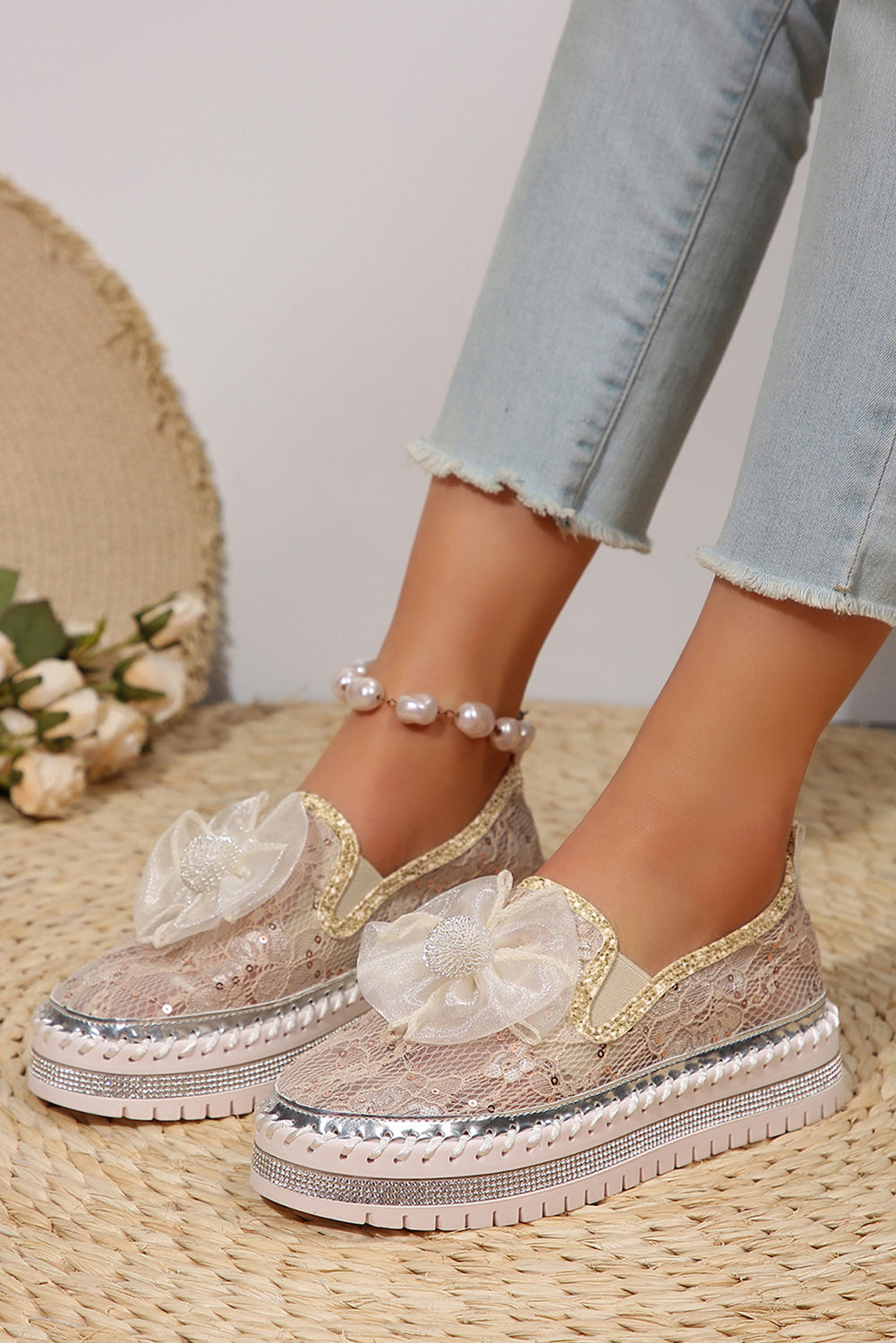 Ayah Breathable Lace Loafer Shoes by Threaded Pear