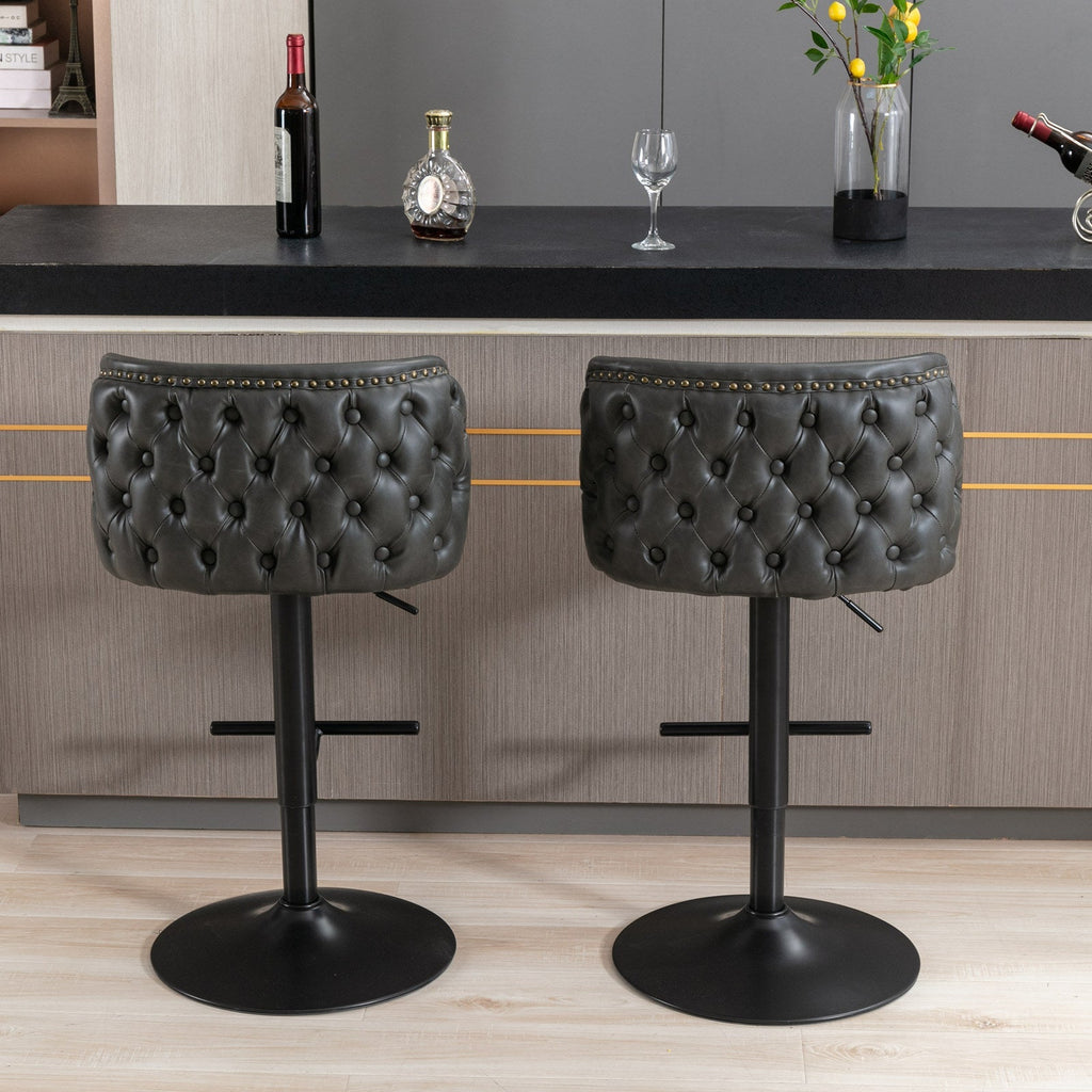 Set of 2 Modern PU Upholstered Swivel Barstools