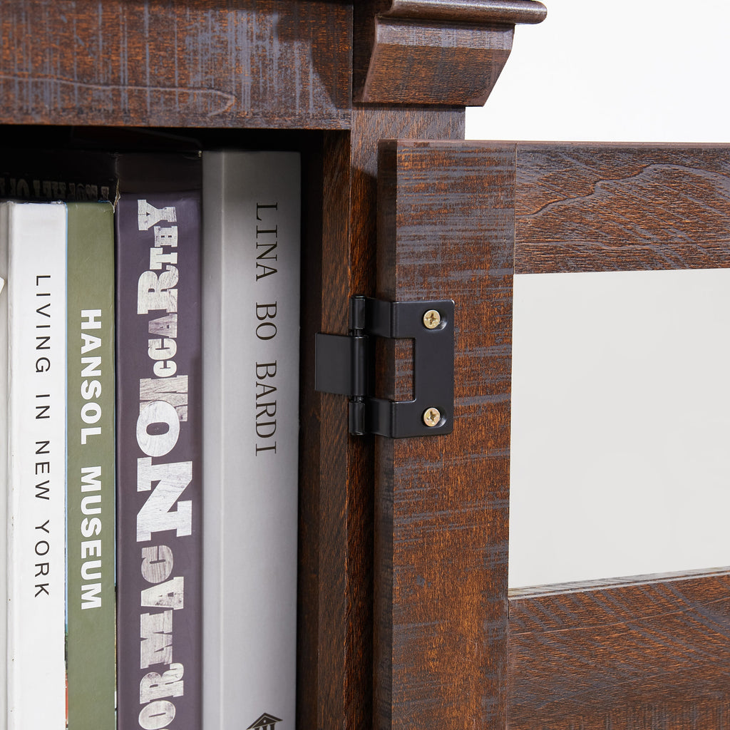 2 Doors Cabinet Farmhouse TV Stand With 18' Fireplace Insert