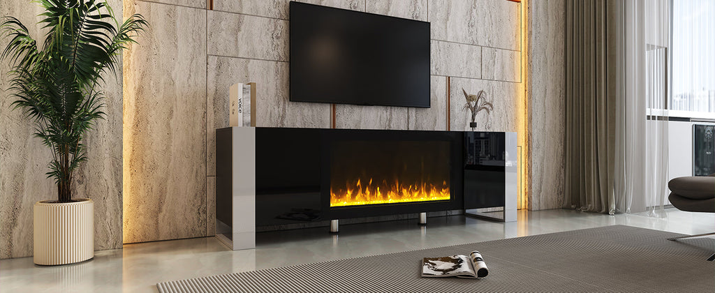 Modern TV Stand With 34.2' Non-Heating Electric Fireplace