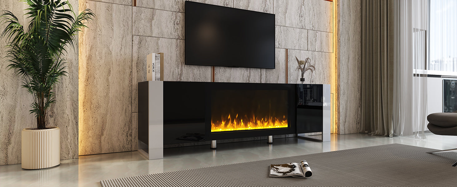 Modern TV Stand With 34.2' Non-Heating Electric Fireplace