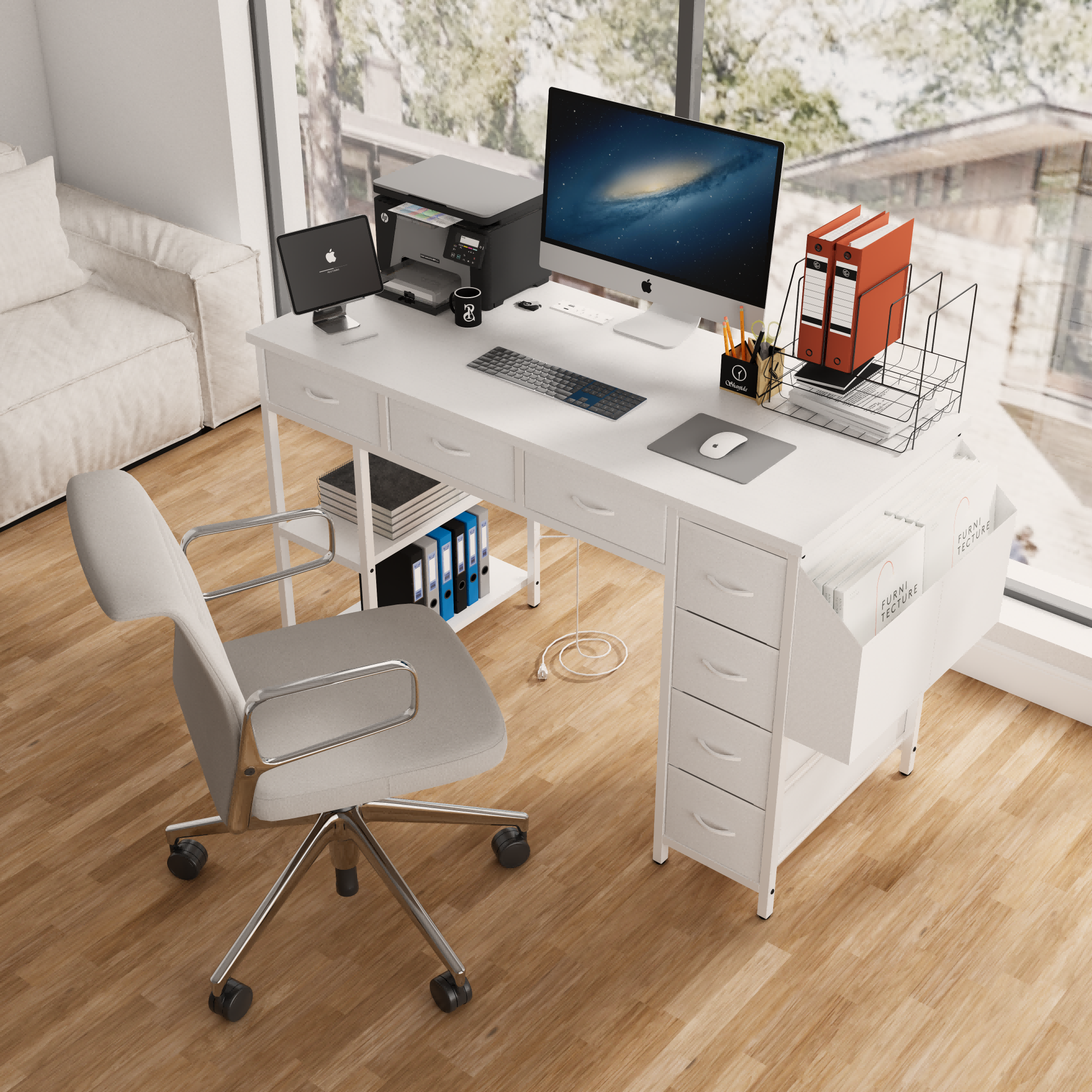 47' Computer Desk With Power Outlet