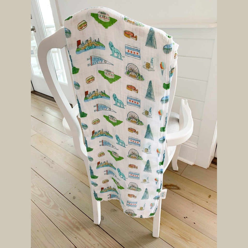 Chicago Baby Muslin Swaddle Blanket