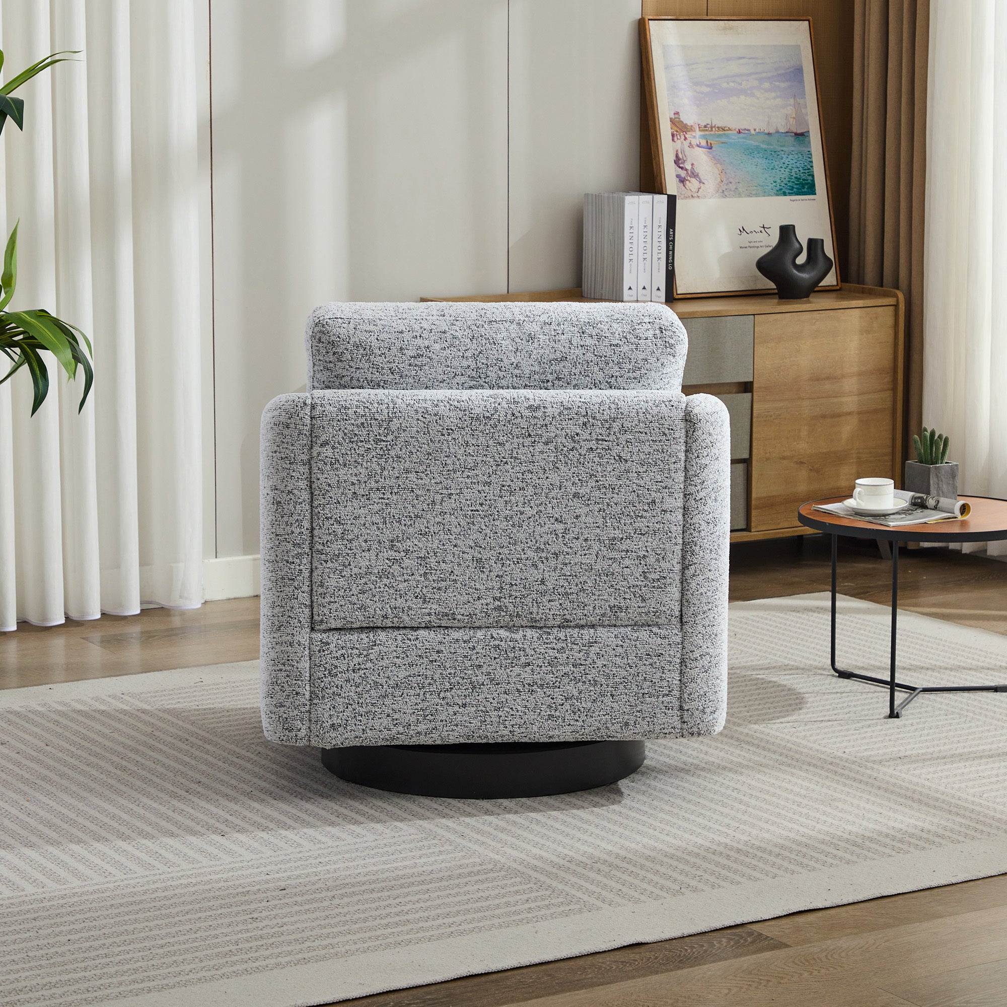 31.5"W  Comfy Round Swivel Accent Chair