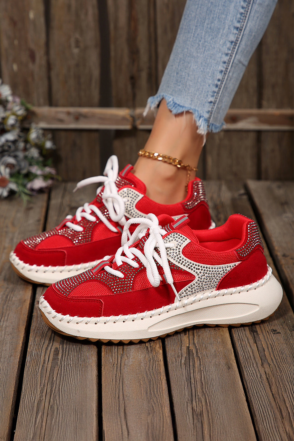 Abigail Lace Up Breathable Sneakers by Threaded Pear