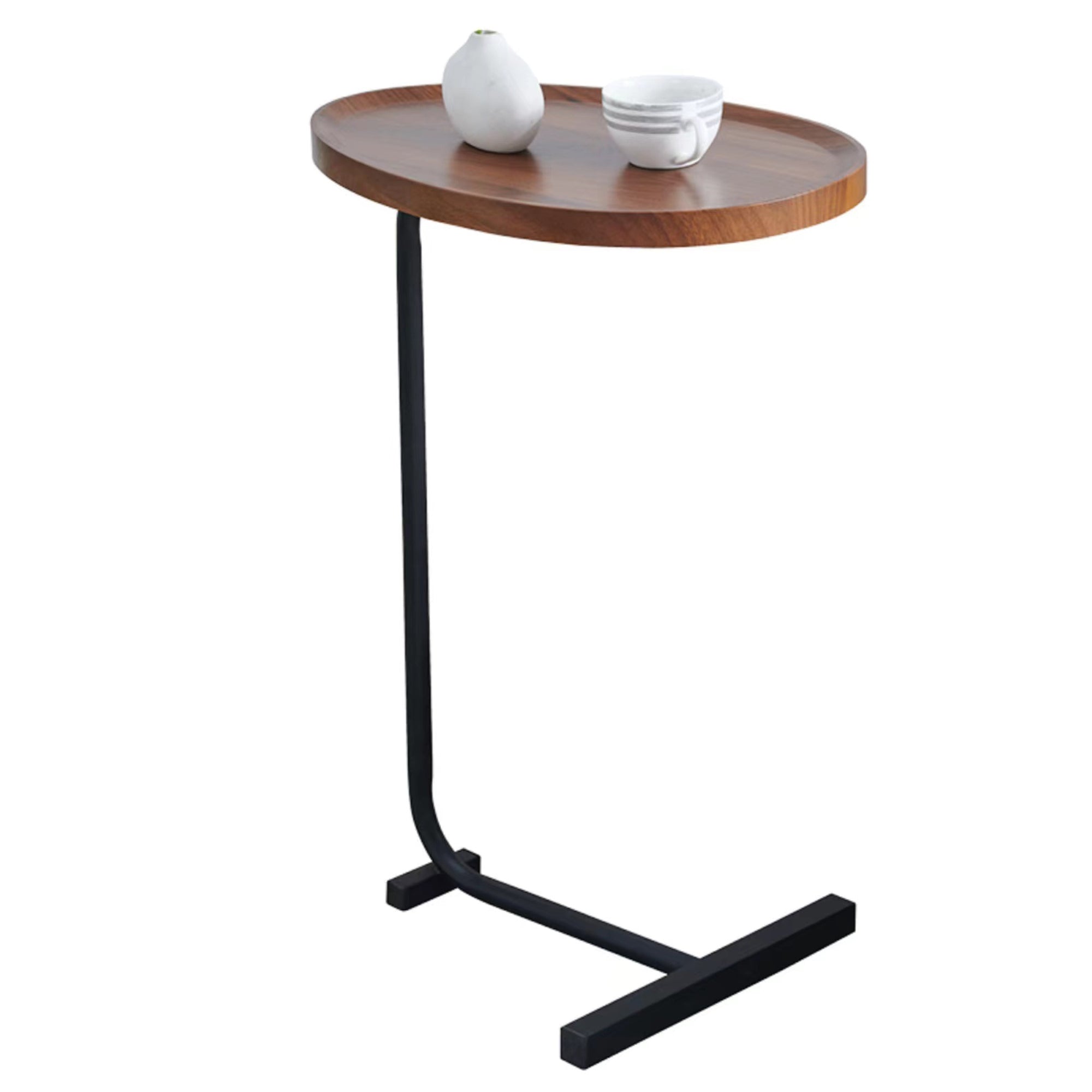 C-Shaped Brown Side Table