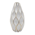 Elegant White Ceramic Vase With Gold Accents